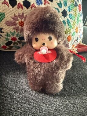 Monchhichi Brown Plush Doll with Pacifier